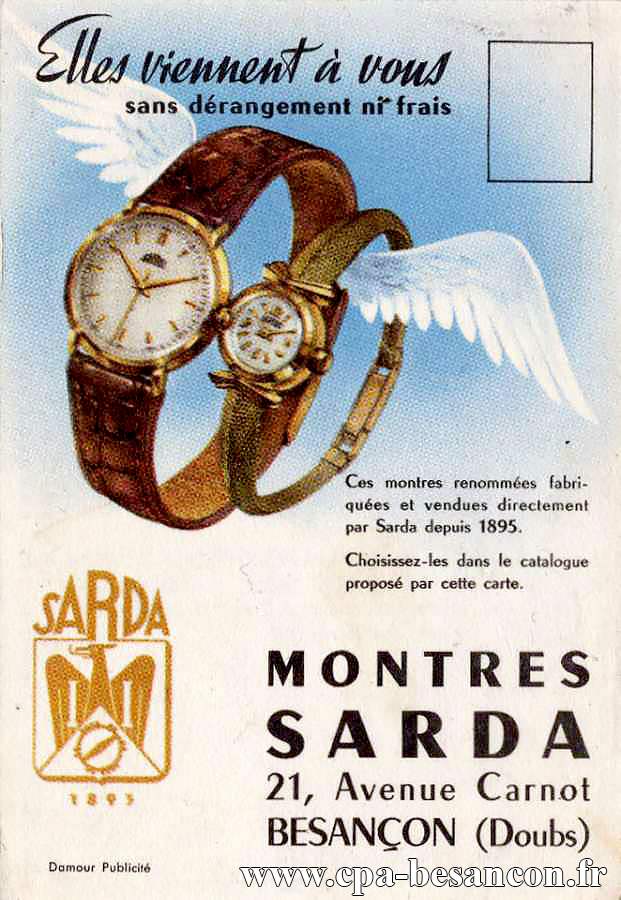 Elles viennent à vous sans dérangement ni frais - Montres SARDA, 21, Avenue Carnot - BESANÇON (Doubs)